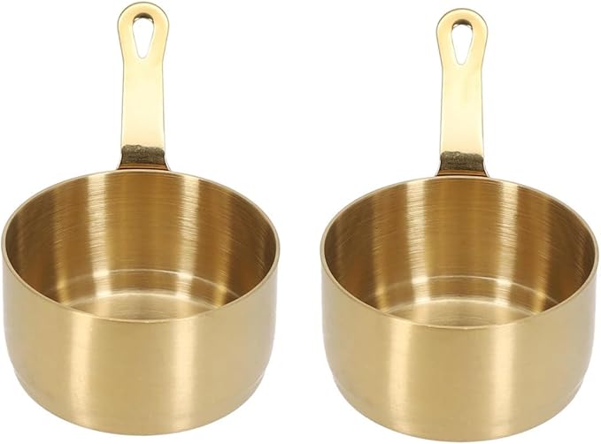 Mini Sauce Pan, Stainless Steel Sauce Pan Chocolate Melting Pot Vinegar Dipping Bowls Barbecue Sauce Bowl Mini Butter Coffee Milk Warmer Pot for Coffee Tea Soup Warming 2PCS (50ML)
