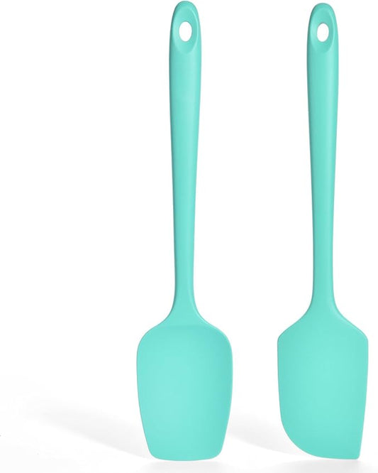 2 Pieces Silicone Spatula Set: Ironberry 600쨘F Heat Resistant Food Grade Cooking & Baking Utensils, Kitchen Flexible Nonstick Rubber Scraper for Scraping, Mixing, Scrambling, Flipping (Aqua Sky)