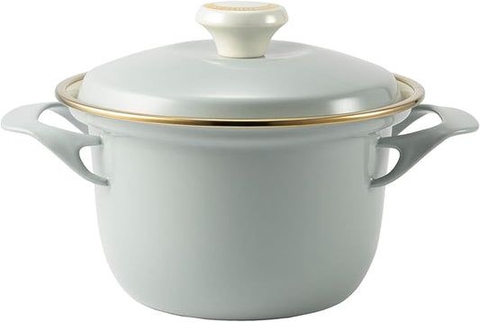 FUJIHORO JAPAN EX Series Cocotte EX-16C (Smoke Green), Enamel Kitchenware, PFAS-free, Japanese Design & Craftmanship