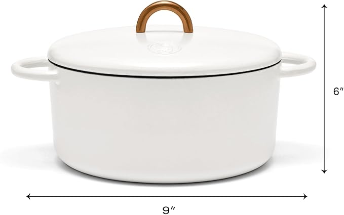 Great Jones Dutch Baby Dutch Oven with Lid (Salt, 3.5-Quart) | Enameled Cast Iron, Round Shape | Safe for Stovetops & Ovens up to 500째F | Space-Saving & Dishwasher-Friendly | Small-Batch Cooking