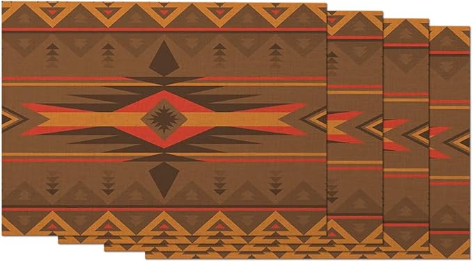 Moslion Aztec Pattern Placemats American Southwest Print Abstract Art Boho Table Placemats for Dinning Table Washable Cotton Linen 12x18 Inch, Set of 4…