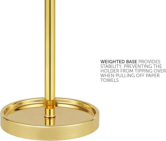 Ivilon Countertop Paper Towel Holder - Modern Sleek Ball Minimalist Design - Color Gold Polished