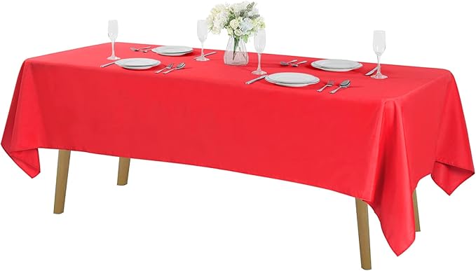 Cupuamon Rectangle Tablecloth 60x102 inch Washable Polyester Fabric Table Cloth for Wedding Party Dining Banquet Decoration（60x102, Red）