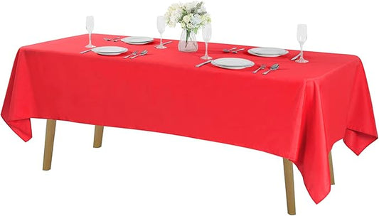 Cupuamon Rectangle Tablecloth 60x102 inch Washable Polyester Fabric Table Cloth for Wedding Party Dining Banquet Decoration（60x102, Red）