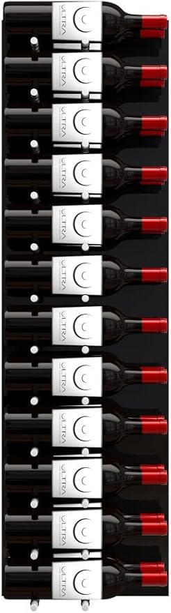 Ultra Wine Racks Fusion Wine Wall Label-Out (4 Foot, Double Deep, Black Acrylic, Satin Aluminum Peg) ??Modular Wine Rack for 24 Bottles, Easy Installation for Home Bar or Wine Cellar
