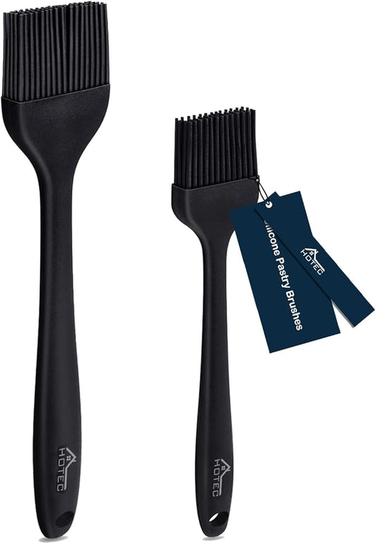 HOTEC 600??Heat Resistasnt Basting Brushes, BPA Free Silicone Pastry Brush, Spread Oil Butter Sauce Marinades for BBQ Grill Barbecue Baking Kitchen Cooking Dishwasher Safe (Black 2)