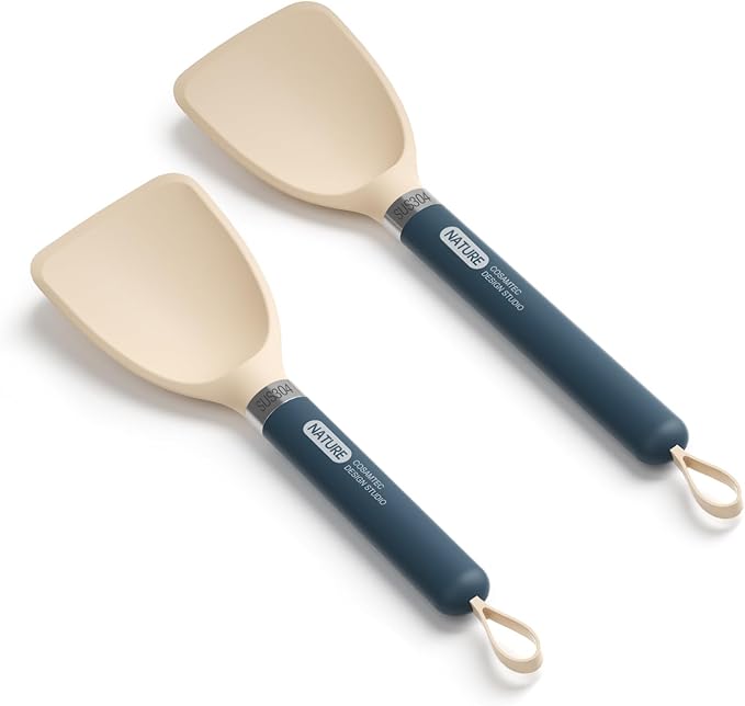 Silicone Small Spatula for Cooking Flexible Turner with Solid Inner Core and Heat Resistant Nylon Handle Ideal Spatula for Non-Stick Cookware