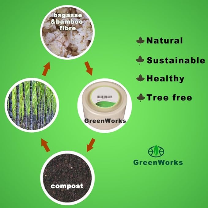 GreenWorks 100 Count 6??Small Compostable Dessert Plates, Heavy-duty Unbleached Biodegradable Bagasse and Bamboo fiber Paper Plates