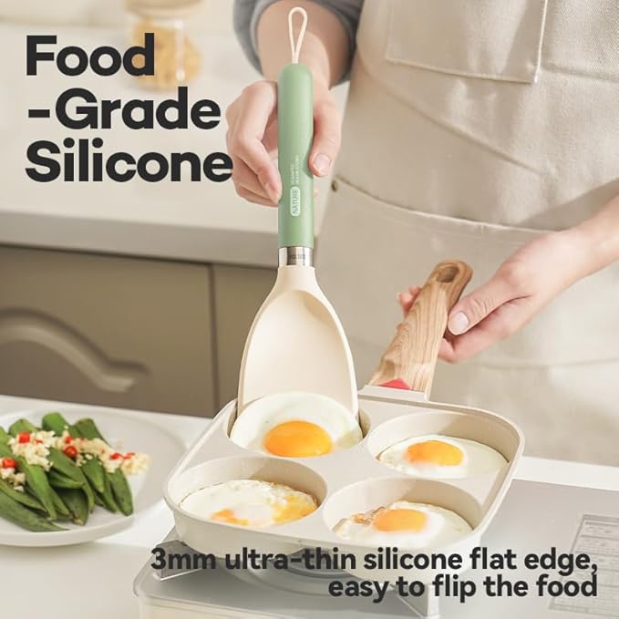 Silicone Small Spatula for Cooking Flexible Turner with Solid Inner Core and Heat Resistant Nylon Handle Ideal Spatula for Non-Stick Cookware