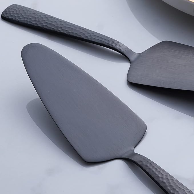 Matte Black Cake Pie Server, 9.4-inch Stainless Steel Heavy Duty Pizza Spatula, Satin Finish, Set of 3