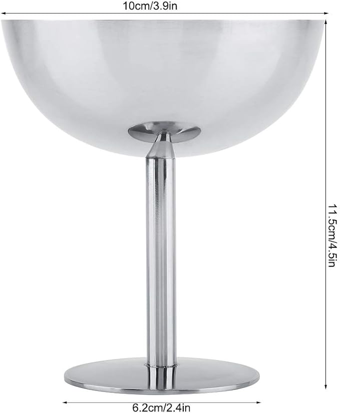 Hapivida Stainless Steel Ice Cream Cup, Serving Dessert Bowls Cups Sauce Bowls Mini Round Footed Yogurt Snack Candy Cups for Salad Fruit Pudding (Tall)