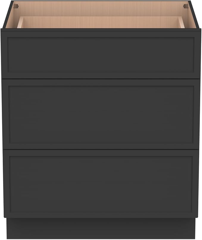 Newtown 3-Drawer Solid Wood Cabinet Premium Storage Organizer for Kitchen,Office Files, Essentials, and Mor Versatile and Stylish Drawer Cabinet for Home (NT-Charcoal Black, 27"W x 24"D x 34.5"H)