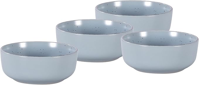 HomeVSS 20-Piece Dinnerware Set - Serves 4, Shiny Matte Blue Glaze plates and bowls sets with Speckle Effect for Microwave & Dishwasher Safe