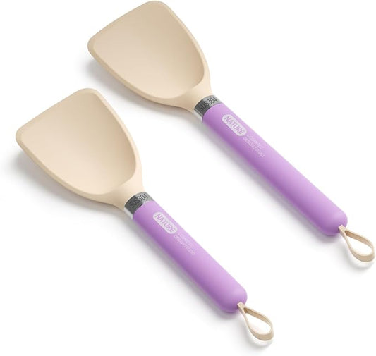Silicone Small Spatula for Cooking Flexible Turner with Solid Inner Core and Heat Resistant Nylon Handle Ideal Spatula for Non-Stick Cookware
