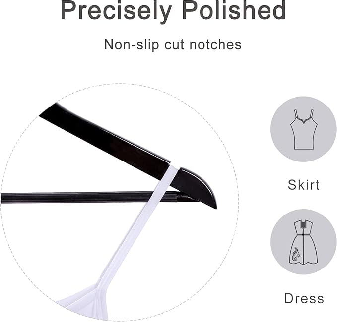 TOPIA HANGER Wooden Coat Hangers 30 Pack, Black Wood Suit Hangers with Non Slip Pants Bar, 360째 Swivel Hook and Shoulder Notches for Camisole, Jacket, Pants, Smooth Finish Clothes Hangers -CT34B30