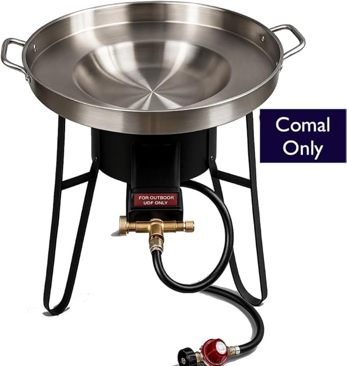 23" Stainless Steel Comal-Tacos Fry Bowl-Heavy Duty Concave Wok-Fajitas Pan