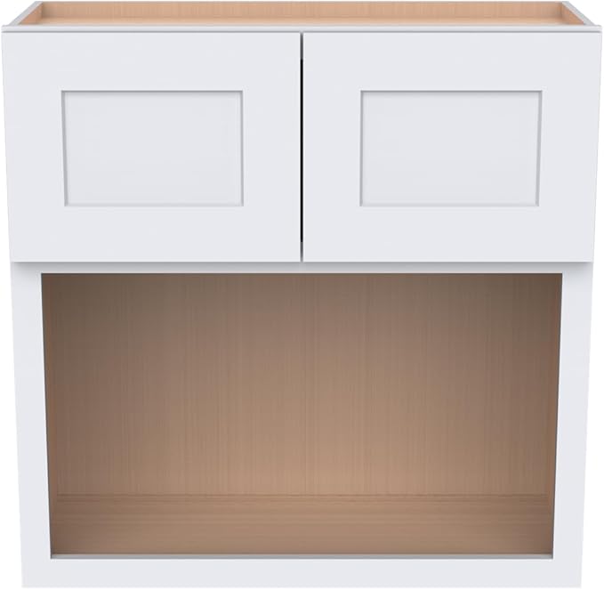 Solid Wood RTA Wall Microwave Open Shelves Cabinet Kitchen Pantry Storage Cabinet Microwave Stand Cabinet with 2 Doors竊늆haker White, 30?쓂횞24?쒭횞42?쒱