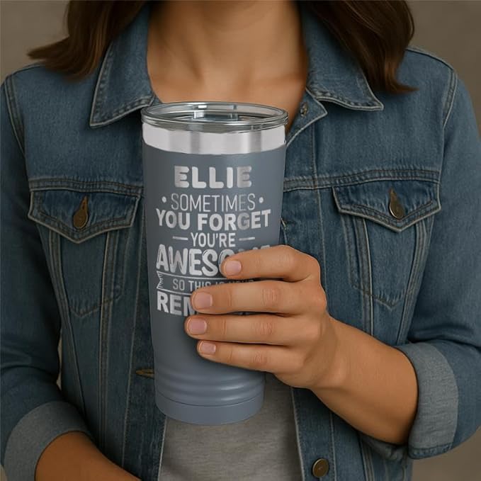 Personalized Inspirational Tumbler, Inspirational Gifts for Men Dad Father Wife Sister Women, Custom Birthday For Him Her, Customized You?셱e Awesome Tumbler, Teacher Coworker Gifts 20oz Gray