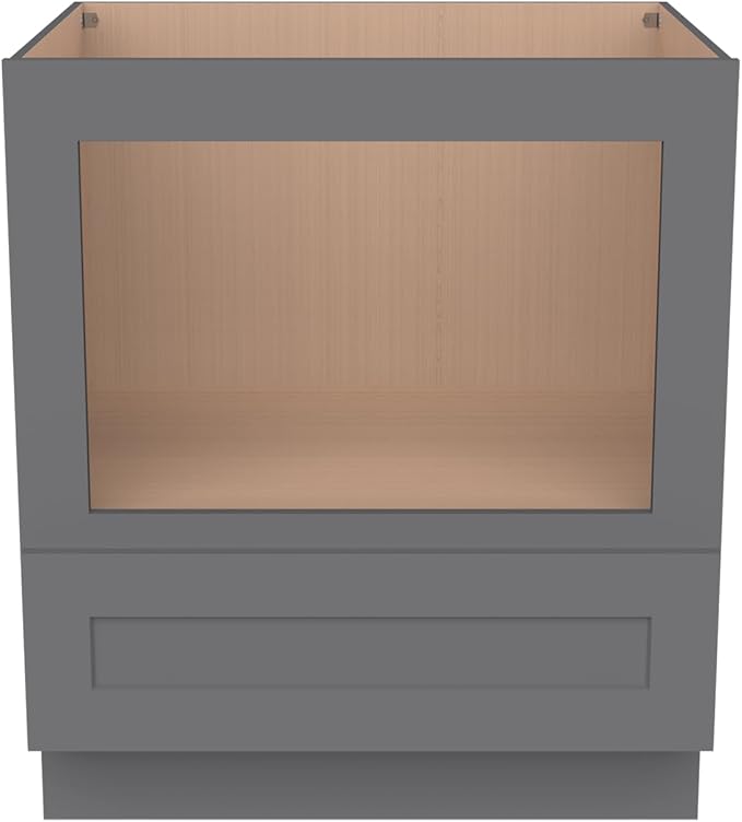 Microwave Base Cabinet ??Solid Wood Shaker Style Kitchen Storage Base Unit with Drawer & Soft-Close Doors, RTA Pantry Cupboard for Dining Room, Coffee Bar 30" W x 24" D x 34 1/2" H (Pebble Gray)