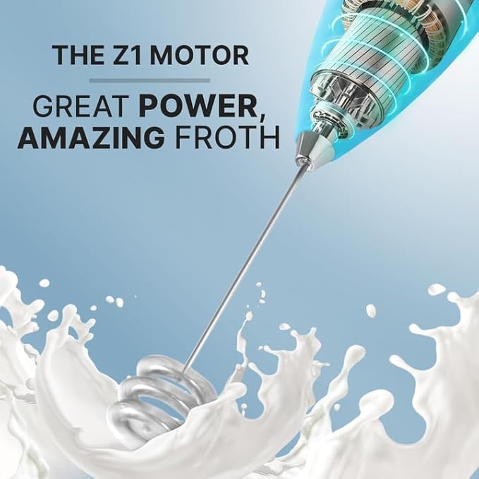 Zulay Kitchen Milk Frother with Patented Tornado Triple Whisk ??Handheld Foam Maker for Coffee, Lattes, Matcha & Hot Chocolate ??Rich, Creamy Froth in Seconds