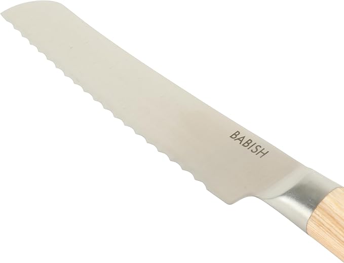 Babish 8-Inch Bread Knife ??High-Carbon 1.4116 German Steel Serrated Knife with Light Pakka Wood Handle, Full-Tang Razor Sharp Kitchen Knife for Slicing Bread, Crusting & Artisan Loaves