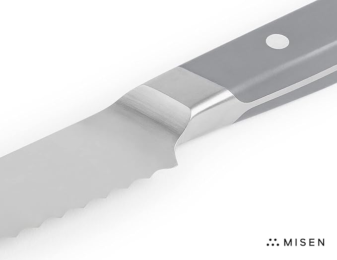 Misen Serrated Bread Knife - High-Carbon Japanese AUS8 Steel - Perfect for Soft Foods, Bread, Pastries, and Fruits - Verstatile Slicer, Razor-Sharp Edge, Durable Blade, Ergonomic Handle - 5", Gray