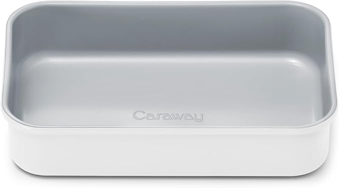 Caraway Nonstick 9??x 6.5??Small Rectangle Baking Pan ??Non-Toxic, PTFE & PFOA Free ??Aluminized Steel Core ??Deep Ceramic Baking Pan for Casseroles, Lasagna & More - White