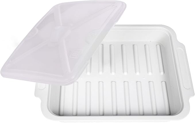 MMUGOOLER Microwave Easy Bacon Maker/Cooker with Lid, Safety, Quick and with No Mess, 11.3??L x 9.0" W x 2.4" H- White