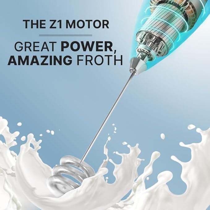 Zulay Kitchen Milk Frother with Patented Tornado Triple Whisk ??Handheld Foam Maker for Coffee, Lattes, Matcha & Hot Chocolate ??Rich, Creamy Froth in Seconds