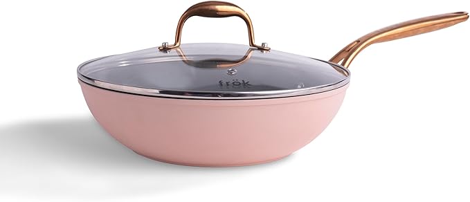 fr철k All-In-One Platinum Non-Stick Fry Pan Meets Wok with Lid, 11-Inch, Blush & Rose Gold