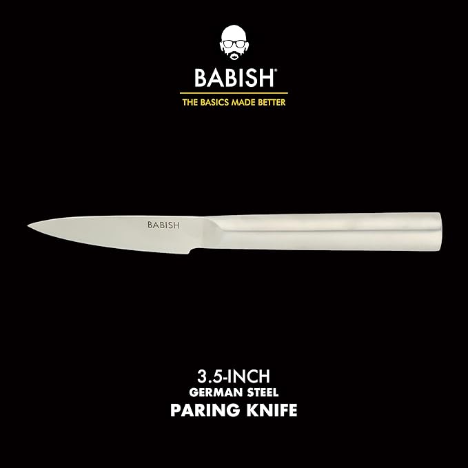 Babish 1.4116 German Stainless Steel Paring Knife ??3.5-Inch Precision Kitchen Knife for Peeling, Trimming & Prep Work, Full-Tang Blade