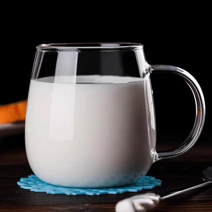 Clear Borosilicate Glass Coffee Mug with White Jade-Like Handle, 450ml/16oz ??Durable Glass Mug for Coffee, Tea, Beer, and Hot Beverages, Ideal Gift