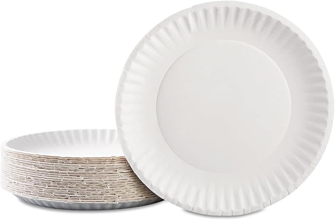 Bluetable 9 Inch Paper Plates Bulk ??500 Count - Uncoated White 9??Dinner Plate Pizza Plate Decorative Craft Paper Plates Disposable Plates [500 Pack/Case]