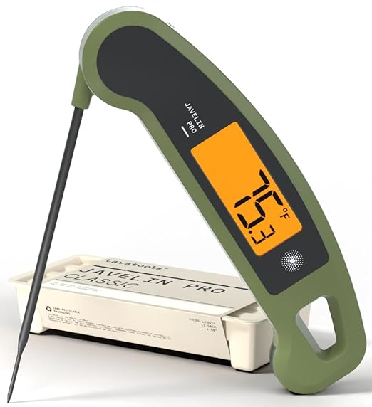 Lavatools Javelin짰 PRO Classic Ultra-Fast 2-Second Professional Digital Instant Read Meat Thermometer for Grill and Cooking, Auto-Rotating Backlit Display, IP65 Water Resistant ??Olive