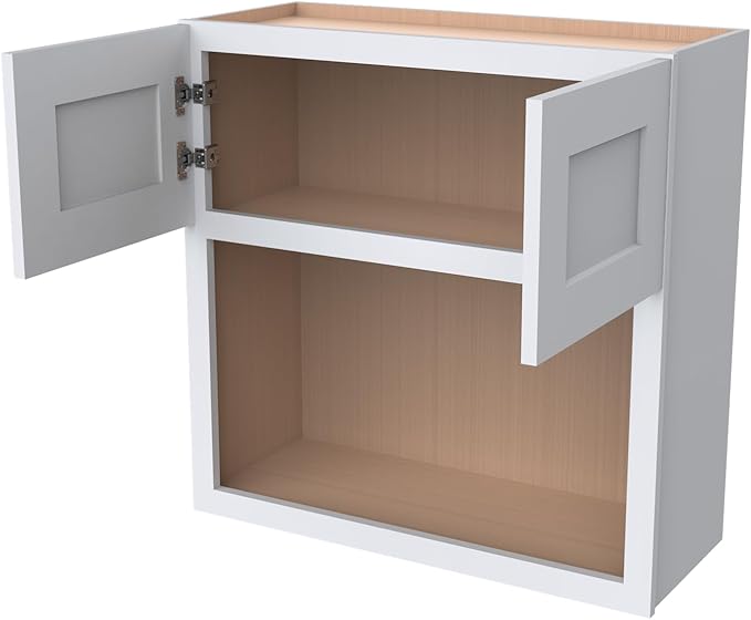 Solid Wood RTA Wall Microwave Open Shelves Cabinet Kitchen Pantry Storage Cabinet Microwave Stand Cabinet with 2 Doors竊늆haker White, 30?쓂횞24?쒭횞42?쒱