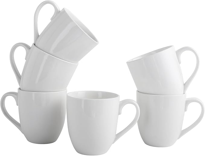 16OZ Ceramic Coffee Mugs Set, Large White Coffee Cups with Handles, Porcelain Mug Sets for Tea, Milk, Latte, Mocha, Cocoa, Cappuccino, Dishwasher Safe, Cups Gift for Holiday & Anniversary (6PCS)