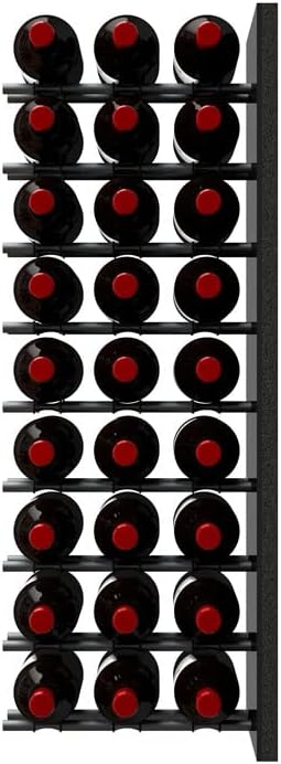 Ultra Wine Racks Fusion Wine Wall Label-Out (3 Foot, Triple Deep, Black Acrylic, Matte Black Peg) ??Modular Wine Rack for 27 Bottles, Easy Installation for Home Bar or Wine Cellar