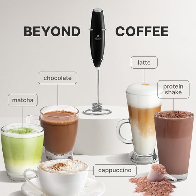 Zulay Kitchen Milk Frother with Patented Tornado Triple Whisk ??Handheld Foam Maker for Coffee, Lattes, Matcha & Hot Chocolate ??Rich, Creamy Froth in Seconds