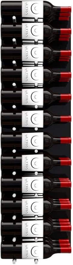 Ultra Wine Racks Fusion Wine Wall Label-Out (4 Foot, Triple Deep, Black Acrylic, Satin Aluminum Peg) ??Modular Wine Rack for 36 Bottles, Easy Installation for Home Bar or Wine Cellar