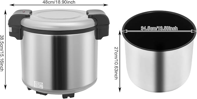 24Qt Commercial Rice Warmer, 105W Big Rice Warmer with Non-stick Inner Pot, Adjustable Temperature Portable Rice & Food Warming Bowl for Restaurant, Hotel(NOT Cooker)