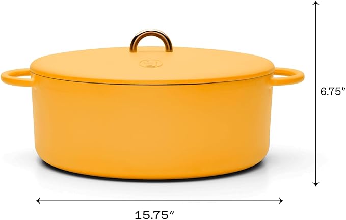 Great Jones Dutchess Cast Iron Dutch Oven Pot With Lid (Mustard) - Large 6.75 Quart Size, Dual Handles - All Stovetop Safe - 500째 Dutch Oven For Bread Baking | Dishwasher Friendly