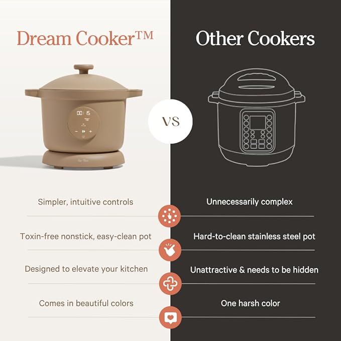 Our Place Dream Cooker | 6 Qt Ceramic Nonstick Multicooker & Pressure Cooker with Touchscreen Controls & Auto Steam Release | 4 Modes: Pressure Cook, Saut챕/Sear, Slow Cook & Warm | Blue Salt
