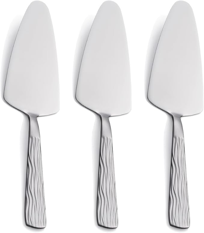Silver Cake Server, 9.3-inch Stainless Steel Pie Server, Pizza Server of 3, Pie Server Spatula, Cake and Pie Servers, Dishwasher Safe