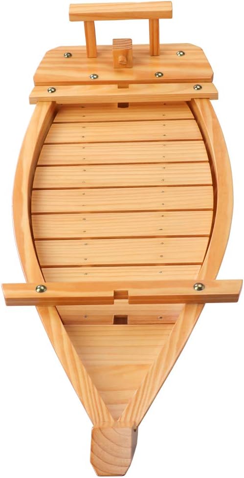 Kichgather 27.6??Wooden Sushi Serving Tray Boat Plate for Restaurant or Home