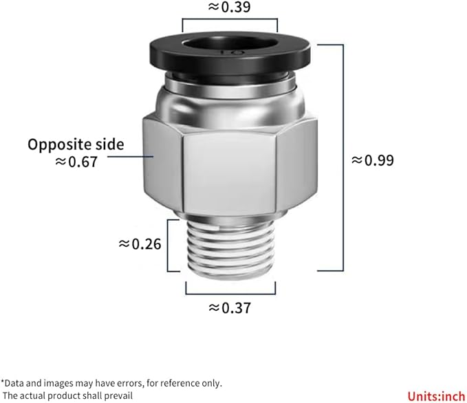 Pneumatic Black Push Connect Fittings 3/8 Inch Tube OD x 1/8 Inch NPT Air Push Connect Tools Pneumatic Hose Fittings(Pack of 10)