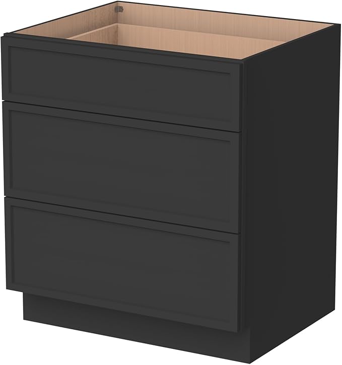 Newtown 3-Drawer Solid Wood Cabinet Premium Storage Organizer for Kitchen,Office Files, Essentials, and Mor Versatile and Stylish Drawer Cabinet for Home (NT-Charcoal Black, 36"W x 24"D x 34.5"H)