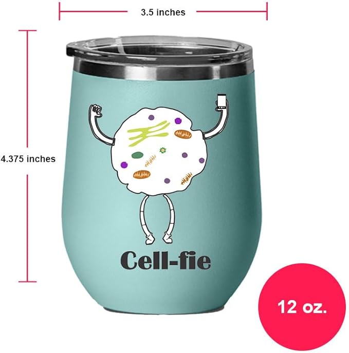 Cell Fie Wine Tumbler, Cell Fie Gift Lover, 12oz Stainless Steel Wine Tumbler, Gifts For Him, For Her, For Boys, For Girls, Birthday, Christmas Gift idea (Teal)
