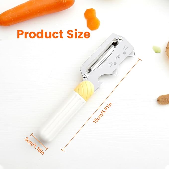 Thickened wooden handle fruit peeler, Stainless Steel Sharp Blades Carrot Potato Peeler with Wooden Handle and Bottle Opener Kitchen Tool for Fruit Veggie Pumpkin Papaya Zucchini (1 Pcs)