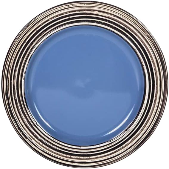 48 Piece Dinnerware Set, Ceramic Plates and Bowls Sets for 8, Microwave and Dishwasher Safe, Handcrafted Tree Bark Series Dish Set, Blue