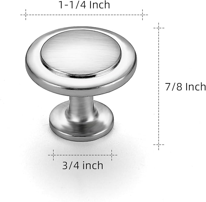 Ravinte 1 Pack 1-1/4 Inch Kitchen Cabinet Knobs Brushed Nickel Zinc Pulls Door Handles for Dresser Drawers